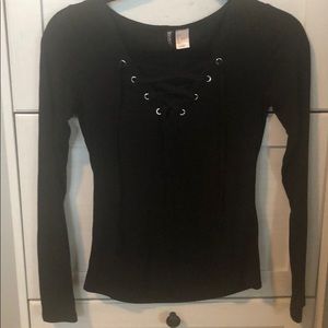 H&M lace up long sleeve shirt